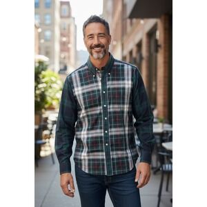 Brooks Brothers Mens M Plaid Button Down‎ Long Sleeve Shirt Green Classic Fit